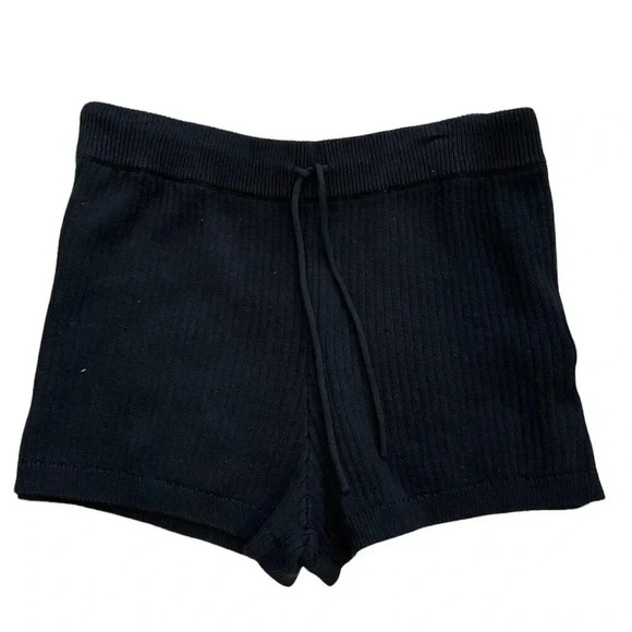 Reformation Black Cotton Ribbed Knit Shorts XL - Picture 2 of 3